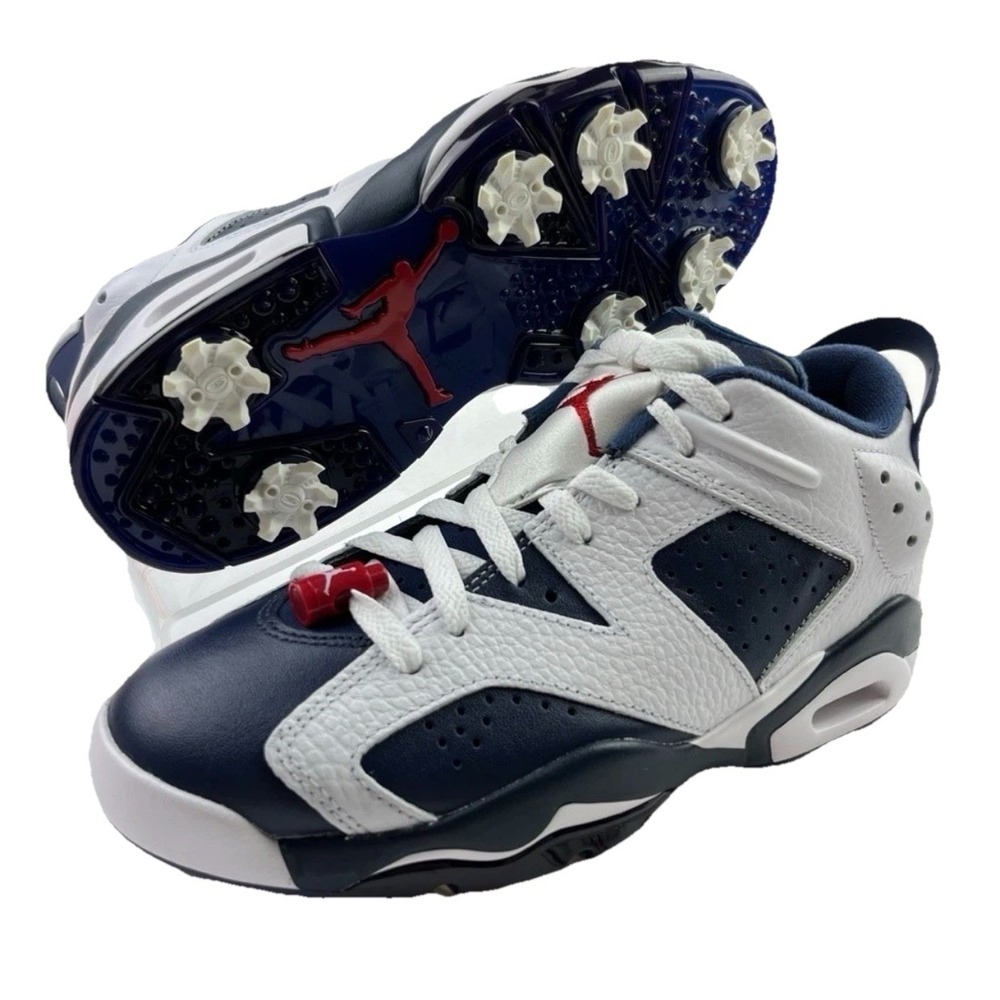 Men Size 5 Nike Air Jordan Retro 6 Golf Shoes White/Midnight Navy DV1376-101 NEW